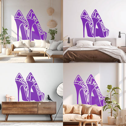 Vinyl Wall Stickers Fashion Quote Girl Shoes Woman Window Decals