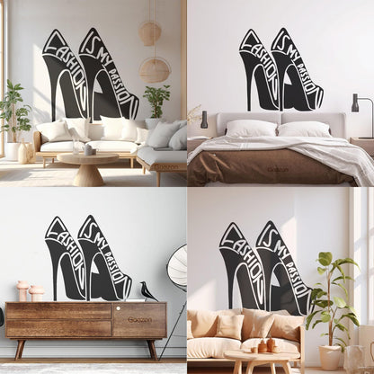 Vinyl Wall Stickers Fashion Quote Girl Shoes Woman Window Decals