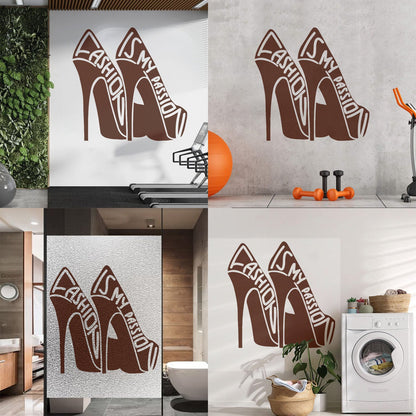 Vinyl Wall Stickers Fashion Quote Girl Shoes Woman Window Decals