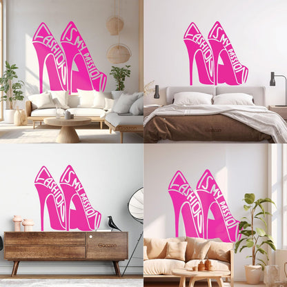 Vinyl Wall Stickers Fashion Quote Girl Shoes Woman Window Decals