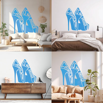 Vinyl Wall Stickers Fashion Quote Girl Shoes Woman Window Decals
