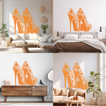 Vinyl Wall Stickers Fashion Quote Girl Shoes Woman Window Decals
