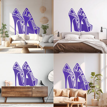 Vinyl Wall Stickers Fashion Quote Girl Shoes Woman Window Decals