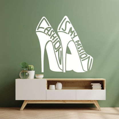 Vinyl Wall Stickers Fashion Quote Girl Shoes Woman Window Decals