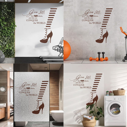 Wall Decals Fashion Quote Shoe Shop Style Woman Glass Stickers