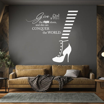Wall Decals Fashion Quote Shoe Shop Style Woman Glass Stickers