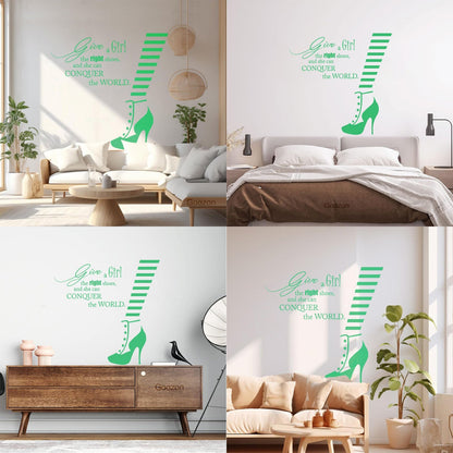 Wall Decals Fashion Quote Shoe Shop Style Woman Glass Stickers