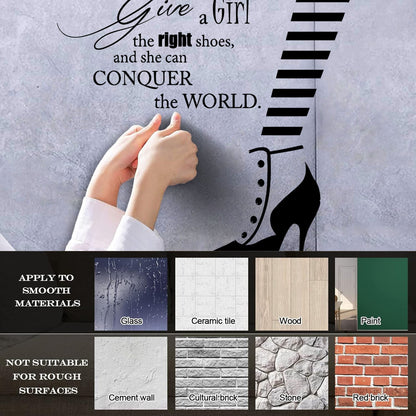 Wall Decals Fashion Quote Shoe Shop Style Woman Glass Stickers