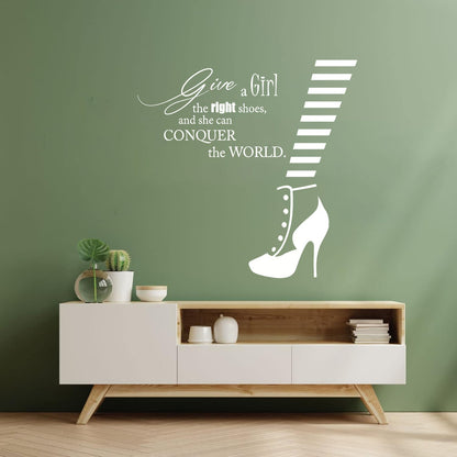 Wall Decals Fashion Quote Shoe Shop Style Woman Glass Stickers