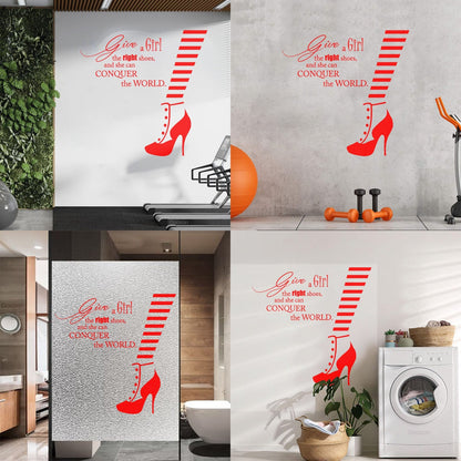 Wall Decals Fashion Quote Shoe Shop Style Woman Glass Stickers