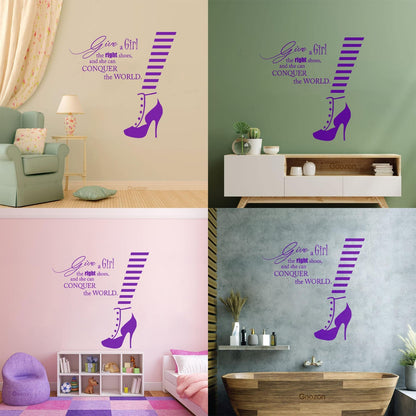 Wall Decals Fashion Quote Shoe Shop Style Woman Glass Stickers