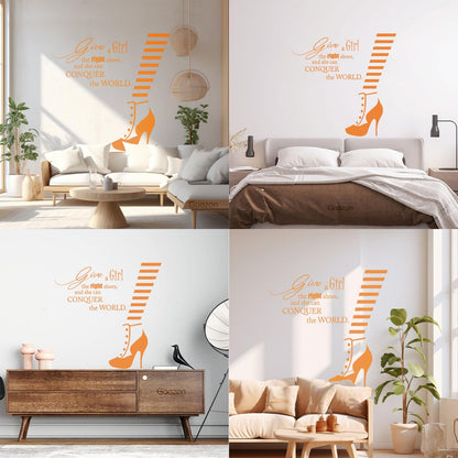 Wall Decals Fashion Quote Shoe Shop Style Woman Glass Stickers