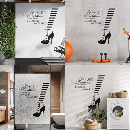 Wall Decals Fashion Quote Shoe Shop Style Woman Glass Stickers