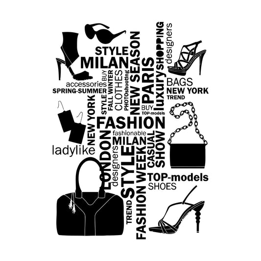 Mural And Wall Vinyl Decal Fashion Salon Woman Style Words Girl Stuff Removable Without Leaving Glue