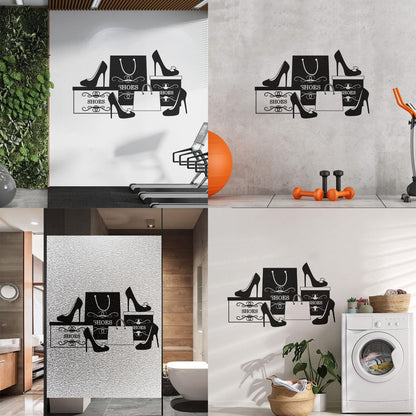 Wall Stickers Paster Paper Fashion Shoes Stiletto Store Shopping Self Adhesive