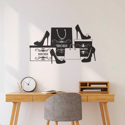 Wall Stickers Paster Paper Fashion Shoes Stiletto Store Shopping Self Adhesive