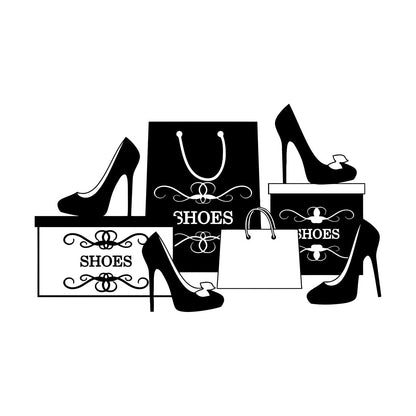 Wall Stickers Paster Paper Fashion Shoes Stiletto Store Shopping Self Adhesive