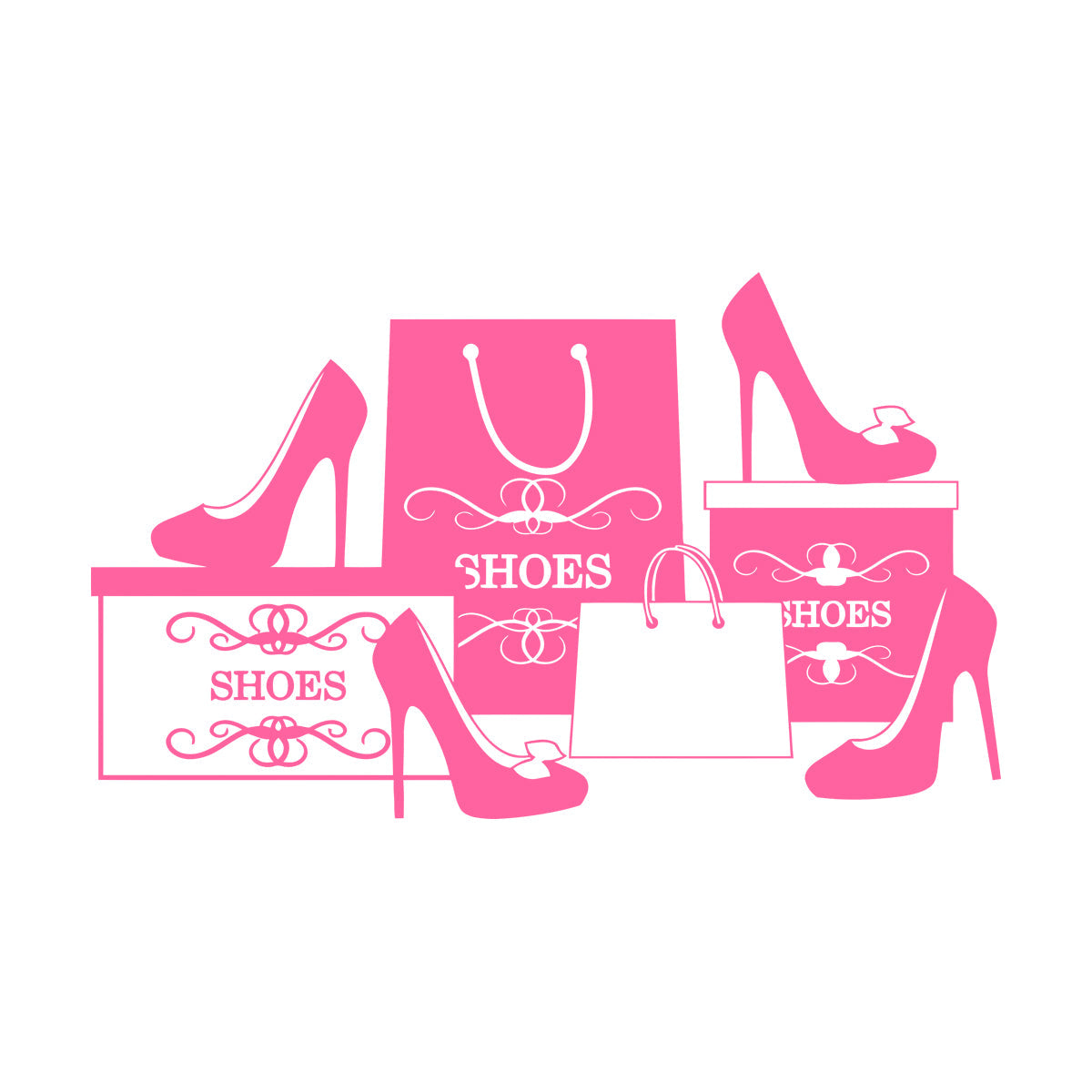 Wall Stickers Paster Paper Fashion Shoes Stiletto Store Shopping Self Adhesive
