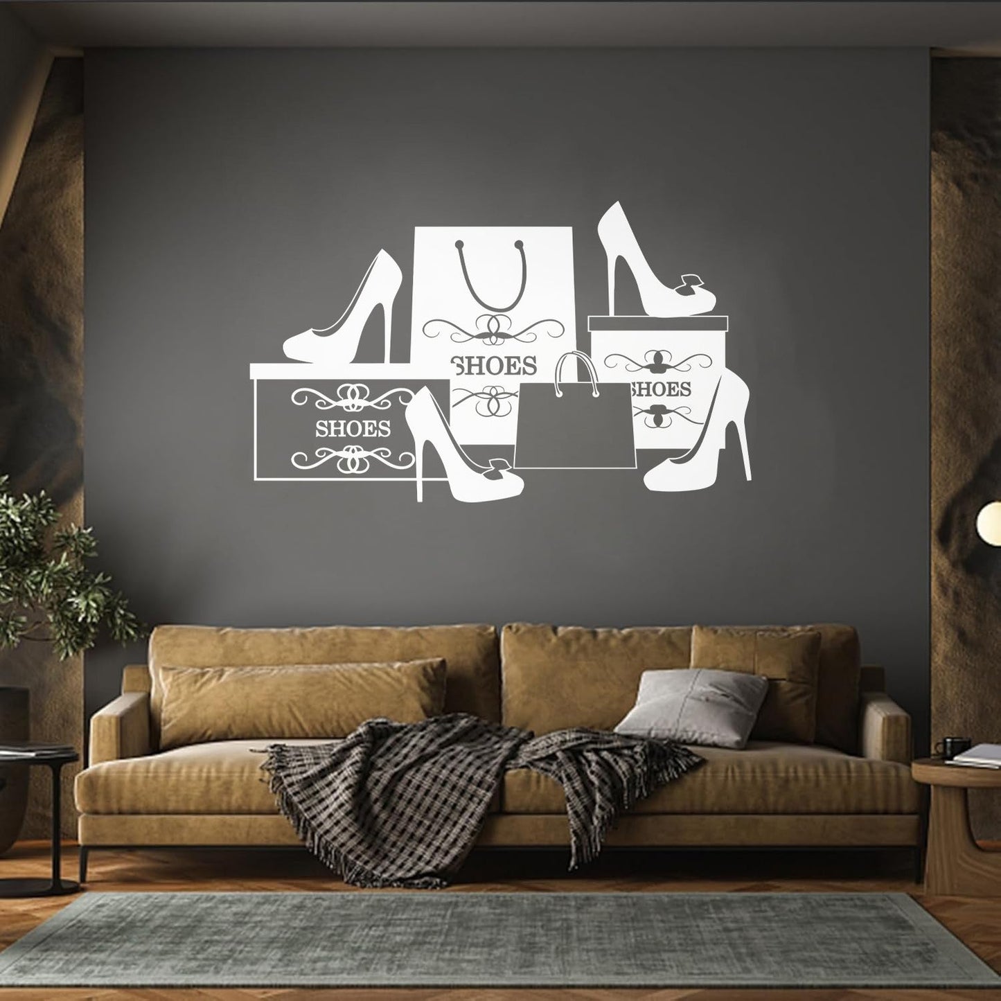 Wall Stickers Paster Paper Fashion Shoes Stiletto Store Shopping Self Adhesive