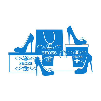 Wall Stickers Paster Paper Fashion Shoes Stiletto Store Shopping Self Adhesive