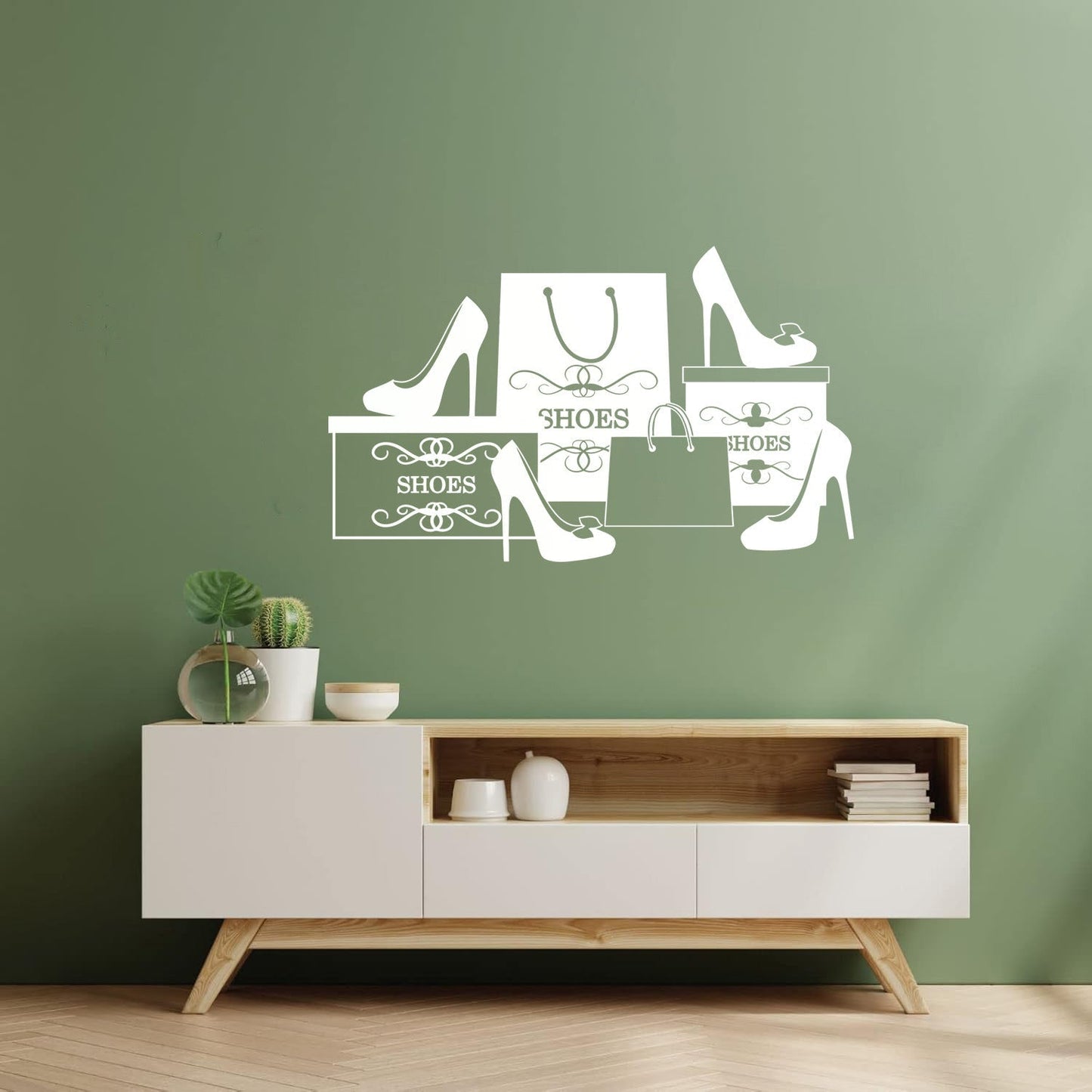 Wall Stickers Paster Paper Fashion Shoes Stiletto Store Shopping Self Adhesive