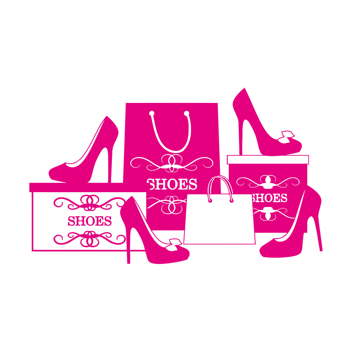 Wall Stickers Paster Paper Fashion Shoes Stiletto Store Shopping Self Adhesive