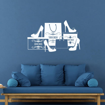 Wall Stickers Paster Paper Fashion Shoes Stiletto Store Shopping Self Adhesive