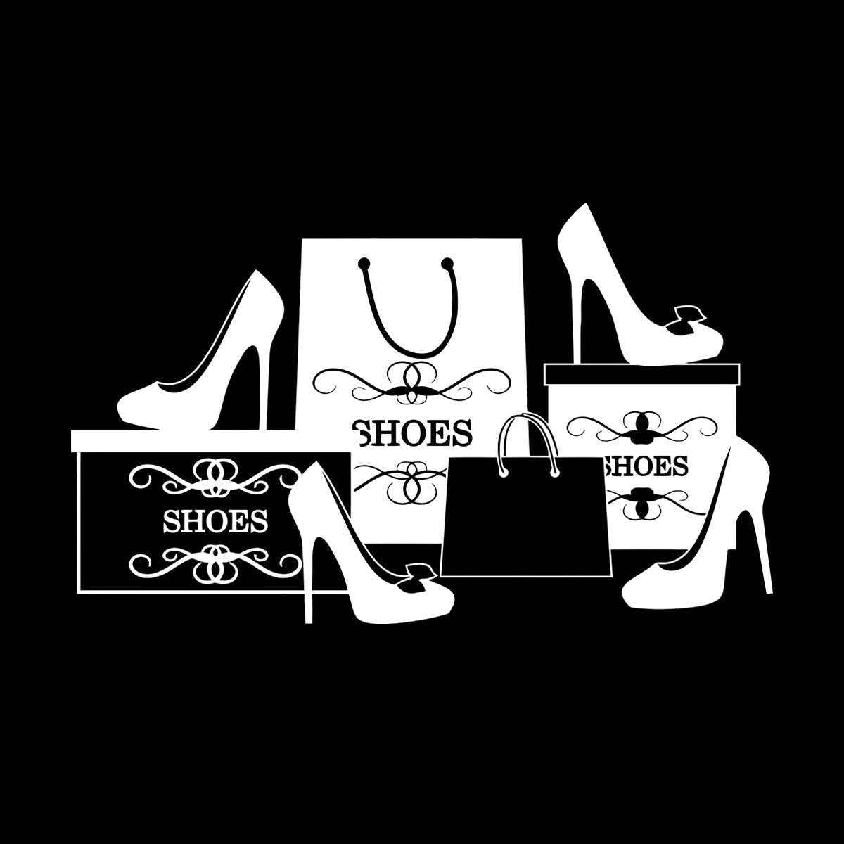 Wall Stickers Paster Paper Fashion Shoes Stiletto Store Shopping Self Adhesive