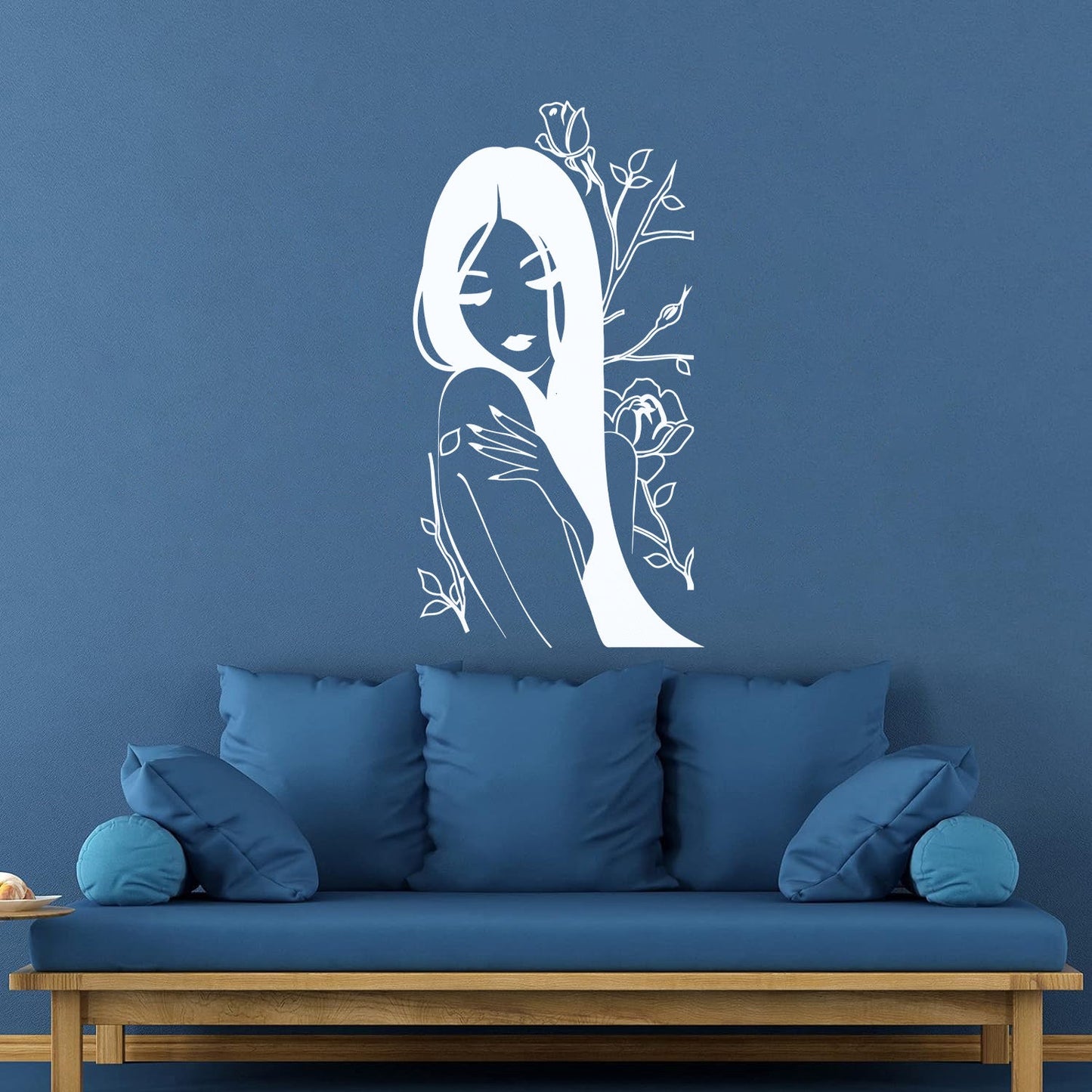 Vinyl Wall Stickers Flower Rose Beautiful Japanese Girl Spa Art Decoration