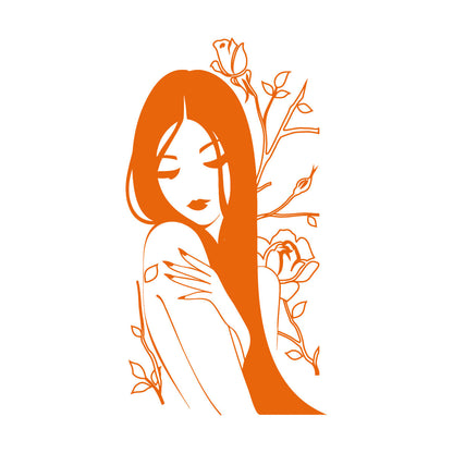 Vinyl Wall Stickers Flower Rose Beautiful Japanese Girl Spa Art Decoration