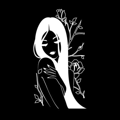 Vinyl Wall Stickers Flower Rose Beautiful Japanese Girl Spa Art Decoration