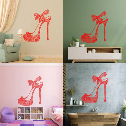 Wall Decals Footwear Woman Shoe Shopping Shoes Fashion Wall Beautification