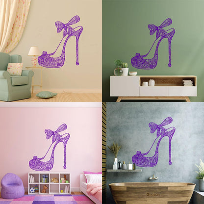 Wall Decals Footwear Woman Shoe Shopping Shoes Fashion Wall Beautification