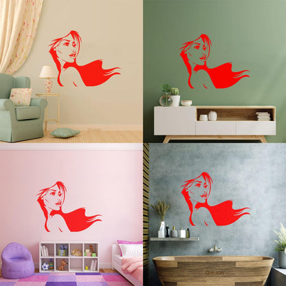 Girl Beauty Hairdressing Salon Barbershop Fashion Model Mural And Wall Vinyl Decal Glass Stickers