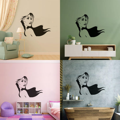 Girl Beauty Hairdressing Salon Barbershop Fashion Model Mural And Wall Vinyl Decal Glass Stickers