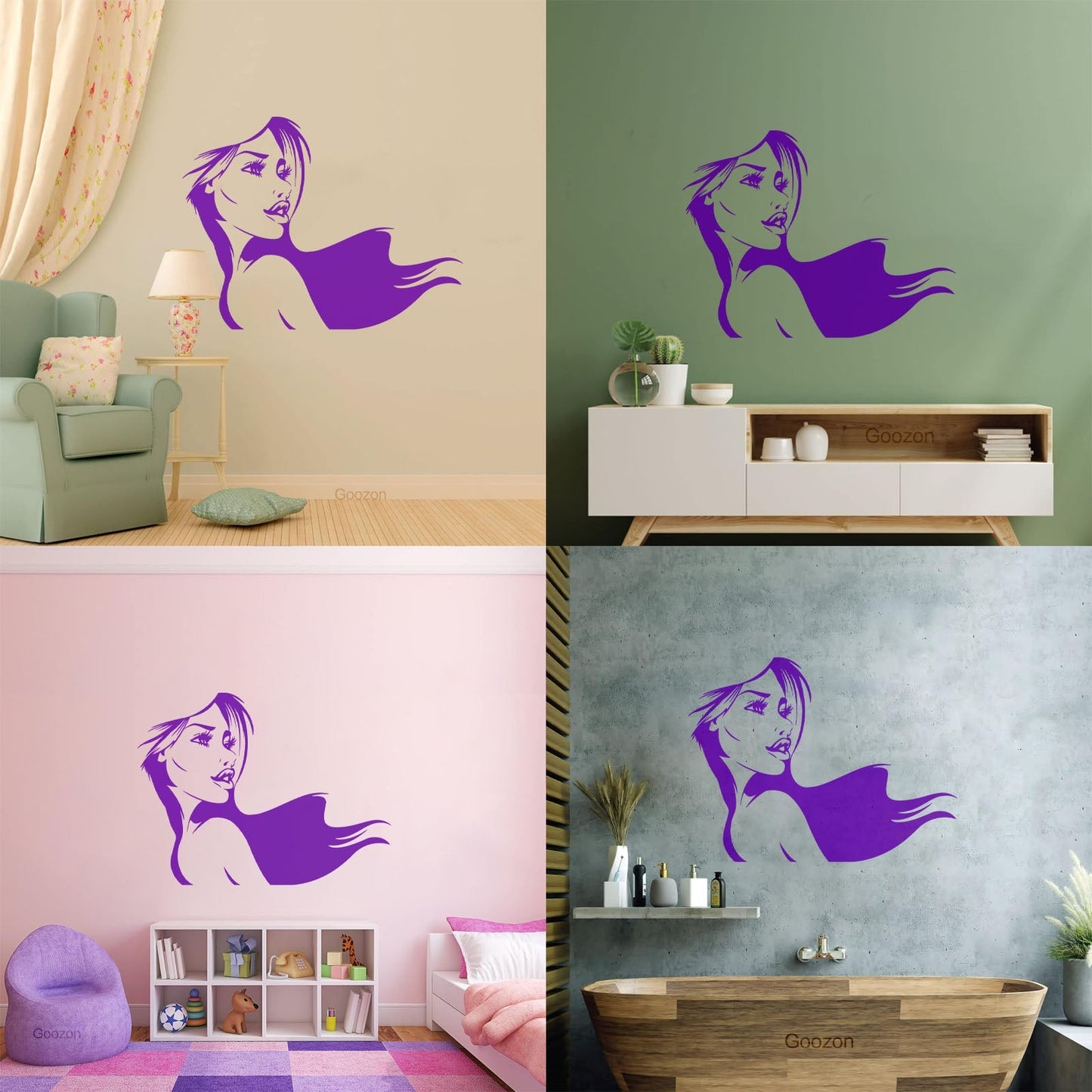 Girl Beauty Hairdressing Salon Barbershop Fashion Model Mural And Wall Vinyl Decal Glass Stickers