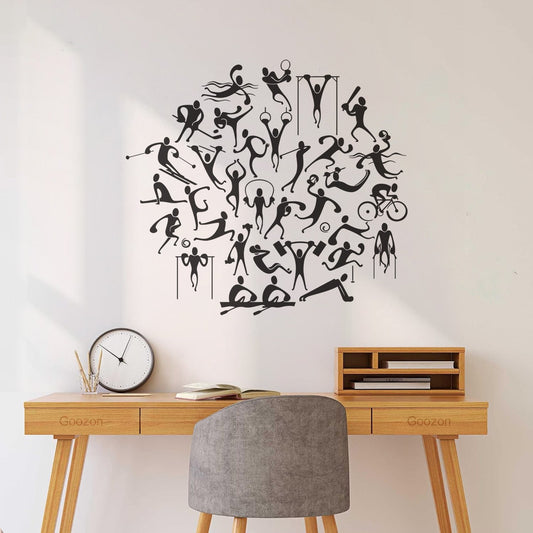 Cartoon People Love Sports Physical Education Engraving Decals Equipped With Transfer Film Kit