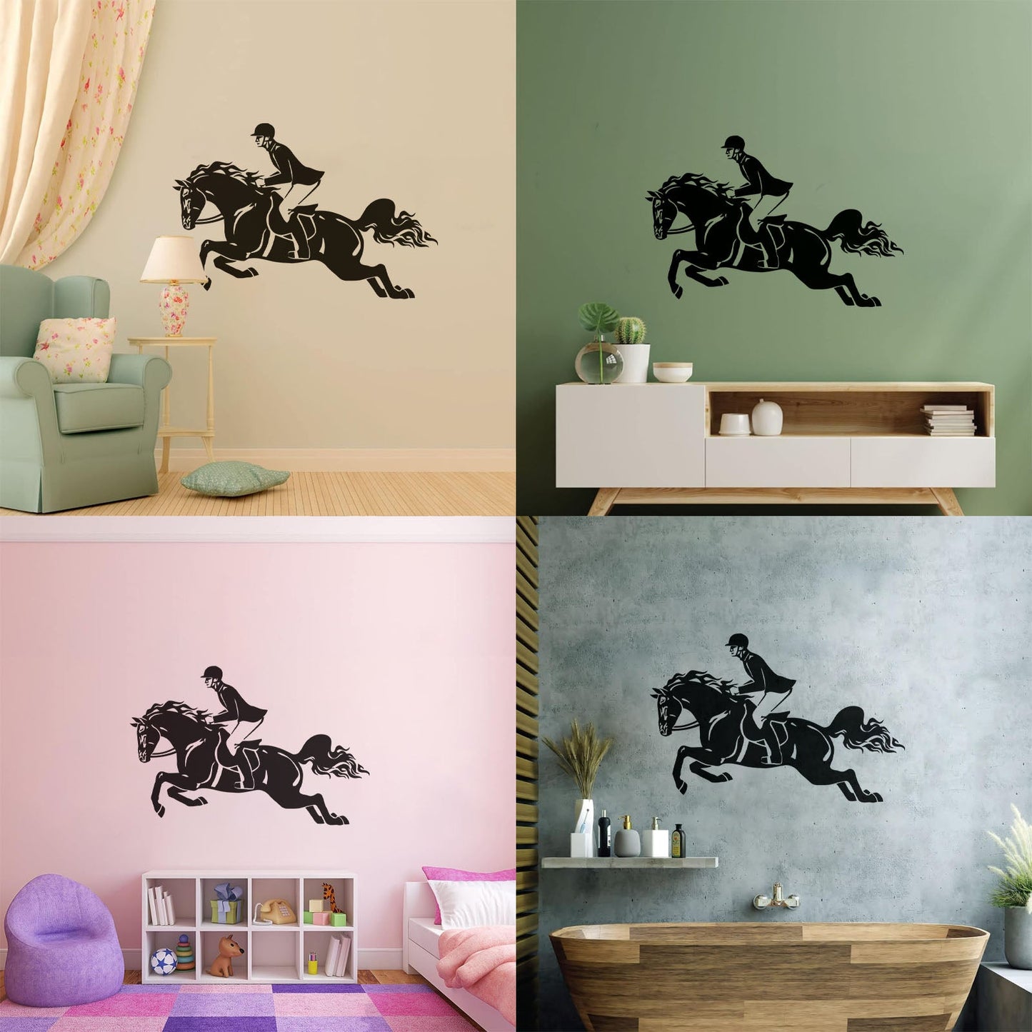 Wall Stickers Jockey Horserace Horse Polo Jump Horsemanship Wall Beautification
