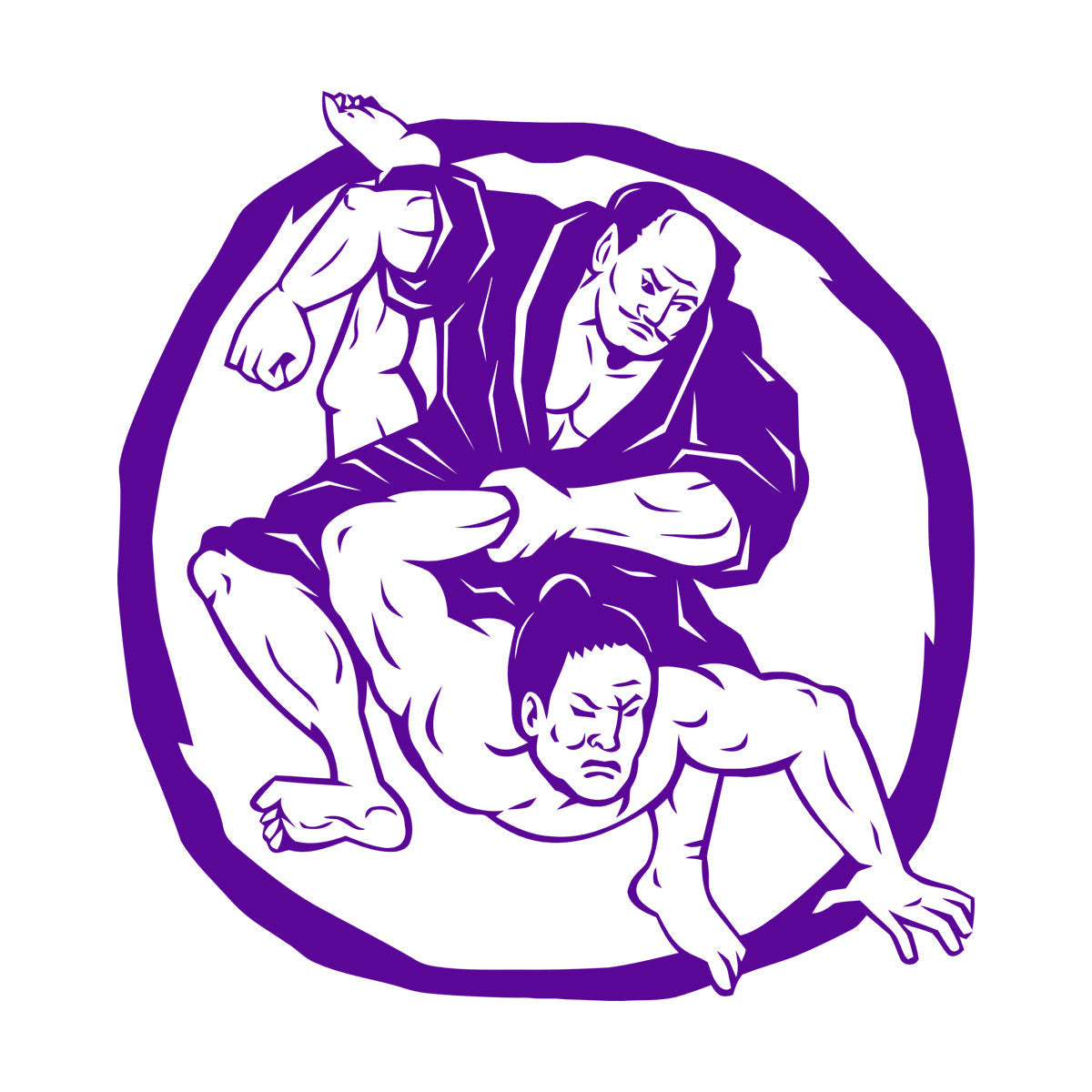 Fine Carving Decals Two Samurai Judo Jiu Jitsu Circle Japanese Japan Sport Car Body Decoration