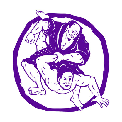 Fine Carving Decals Two Samurai Judo Jiu Jitsu Circle Japanese Japan Sport Car Body Decoration