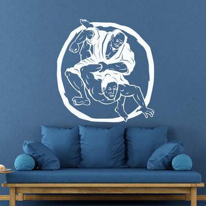 Fine Carving Decals Two Samurai Judo Jiu Jitsu Circle Japanese Japan Sport Car Body Decoration
