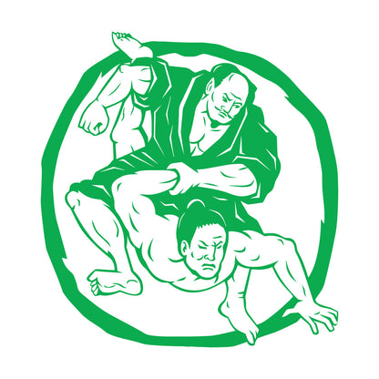 Fine Carving Decals Two Samurai Judo Jiu Jitsu Circle Japanese Japan Sport Car Body Decoration