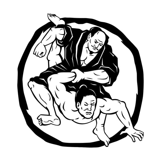 Fine Carving Decals Two Samurai Judo Jiu Jitsu Circle Japanese Japan Sport Car Body Decoration