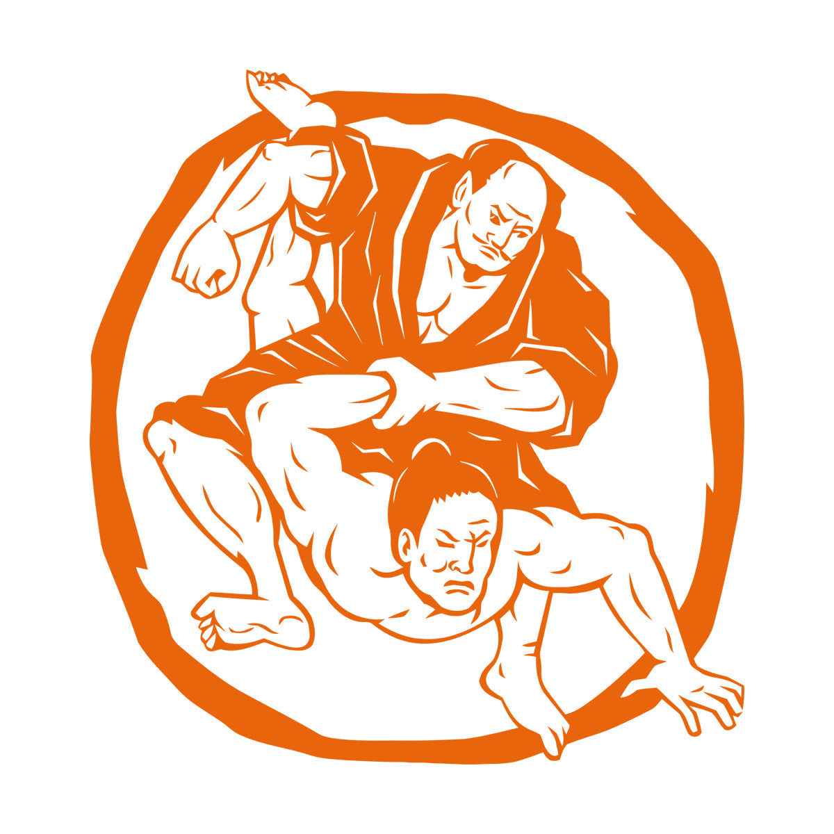 Fine Carving Decals Two Samurai Judo Jiu Jitsu Circle Japanese Japan Sport Car Body Decoration