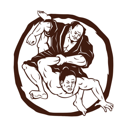 Fine Carving Decals Two Samurai Judo Jiu Jitsu Circle Japanese Japan Sport Car Body Decoration