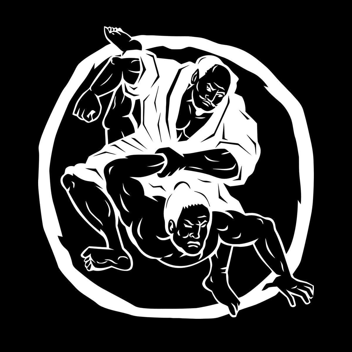 Fine Carving Decals Two Samurai Judo Jiu Jitsu Circle Japanese Japan Sport Car Body Decoration