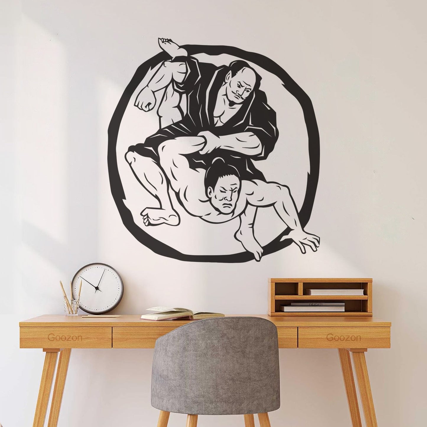 Fine Carving Decals Two Samurai Judo Jiu Jitsu Circle Japanese Japan Sport Car Body Decoration
