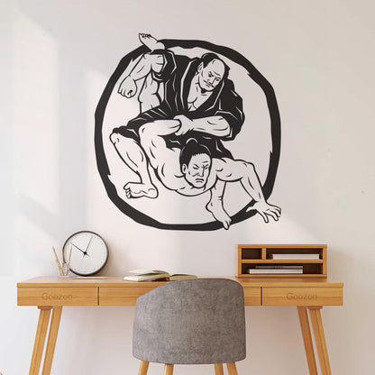 Fine Carving Decals Two Samurai Judo Jiu Jitsu Circle Japanese Japan Sport Car Body Decoration