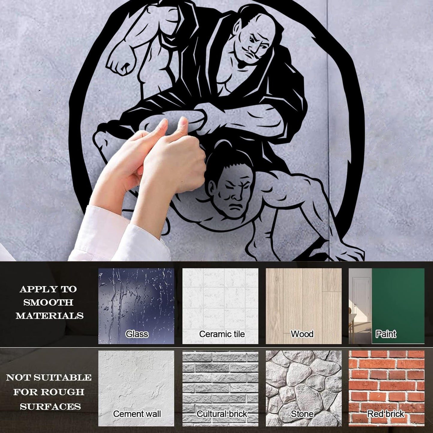 Fine Carving Decals Two Samurai Judo Jiu Jitsu Circle Japanese Japan Sport Car Body Decoration