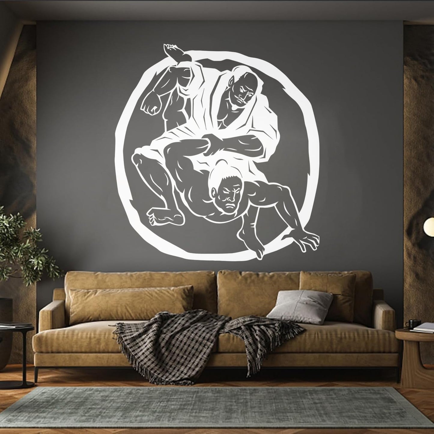 Fine Carving Decals Two Samurai Judo Jiu Jitsu Circle Japanese Japan Sport Car Body Decoration